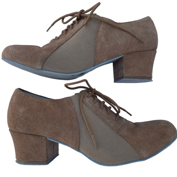 Kelaci Shoes - KelaCi Dance Shoes Heel Lace Up Camel Brown Size 6